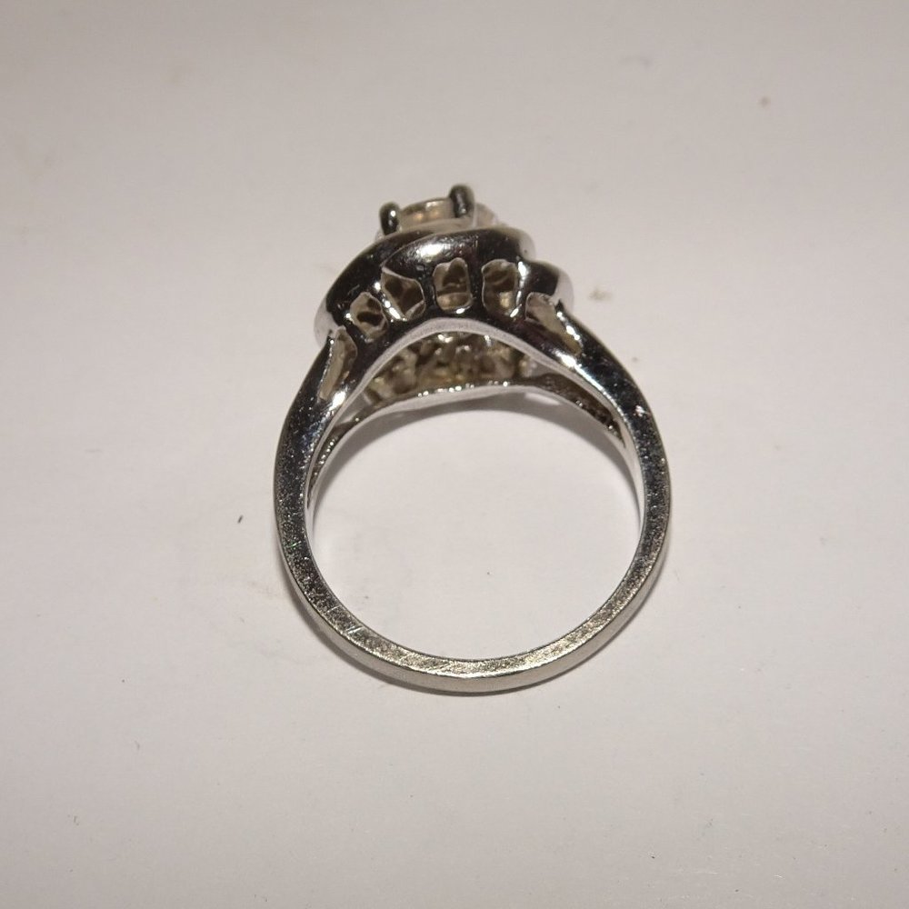 Vtg. RSC 925 SS Flower Rhinestone Ring Size 6.25 - Picture 3 of 8